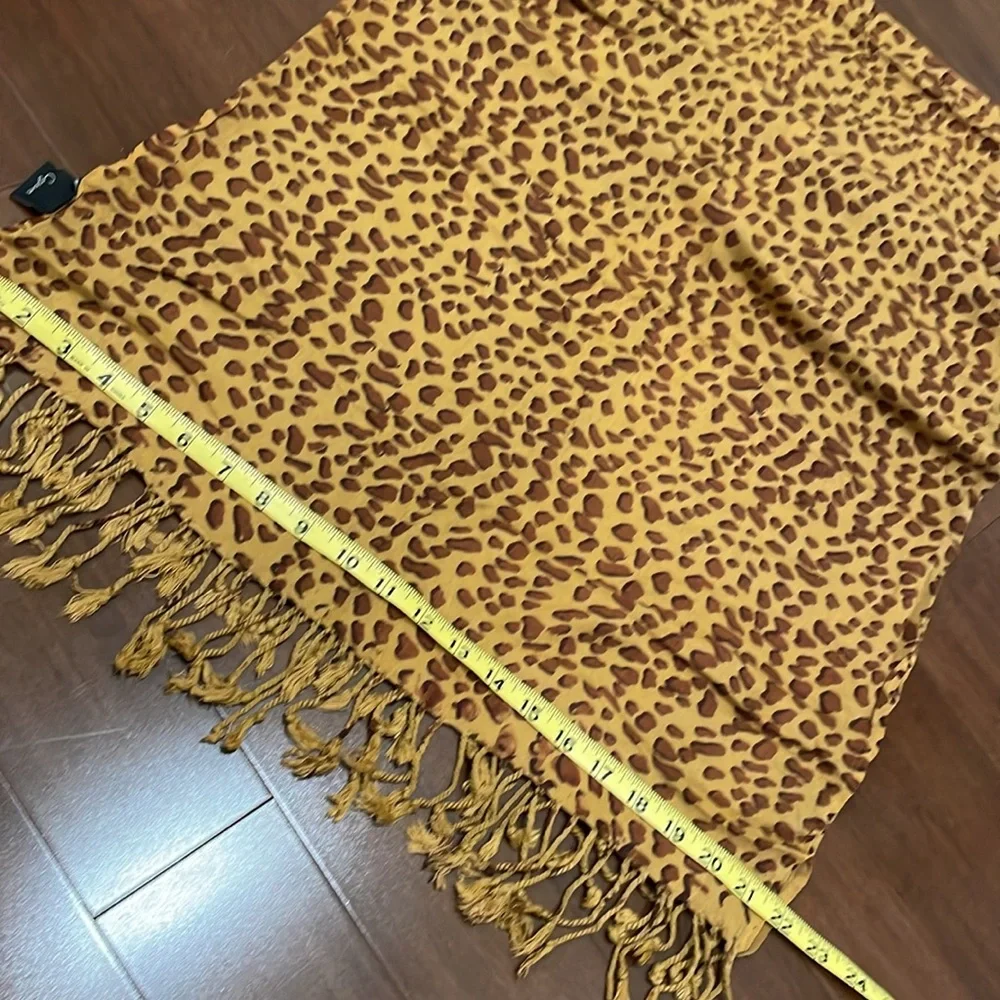 Cejon Brown Animal Print Scarf with fringe